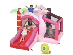 Castillo Hinchable Infantil Con Tobogán, Cama Elástica Y Piscina De Bolas - Rosa