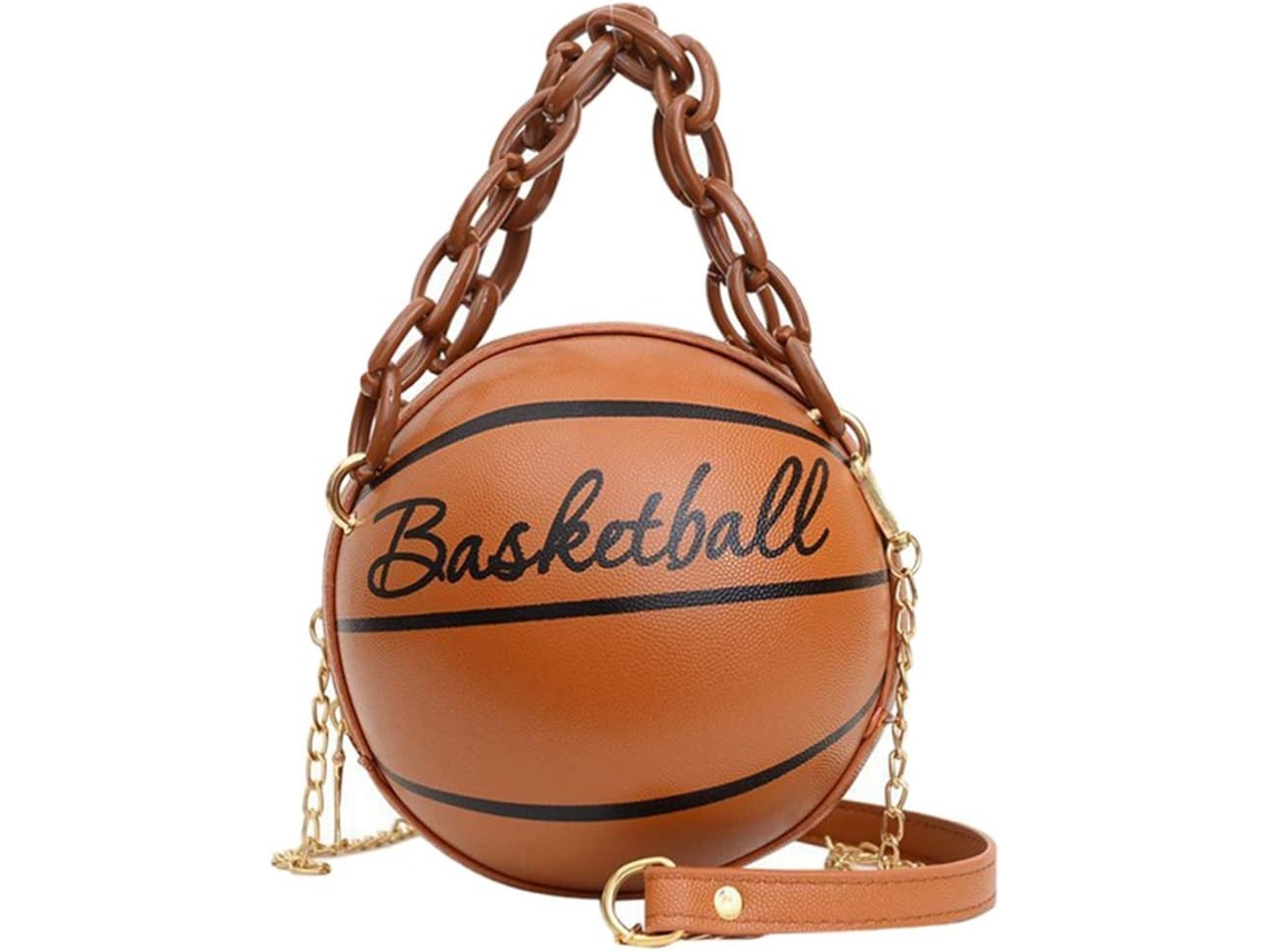 Bolso De Hombro Redondo Con Forma De Balón De Baloncesto, Cartera Circular Novedosa Para Mujer.