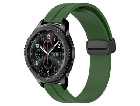 Correa de reloj inteligente para Samsung Gear S3 Frontier Correa de reloj de silicona de 22 mm con cierre magnético Color sólido (verde militar)