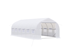 VPMKP - Invernadero túnel Outsunny 6x3x2 m 12 ventanas blanco