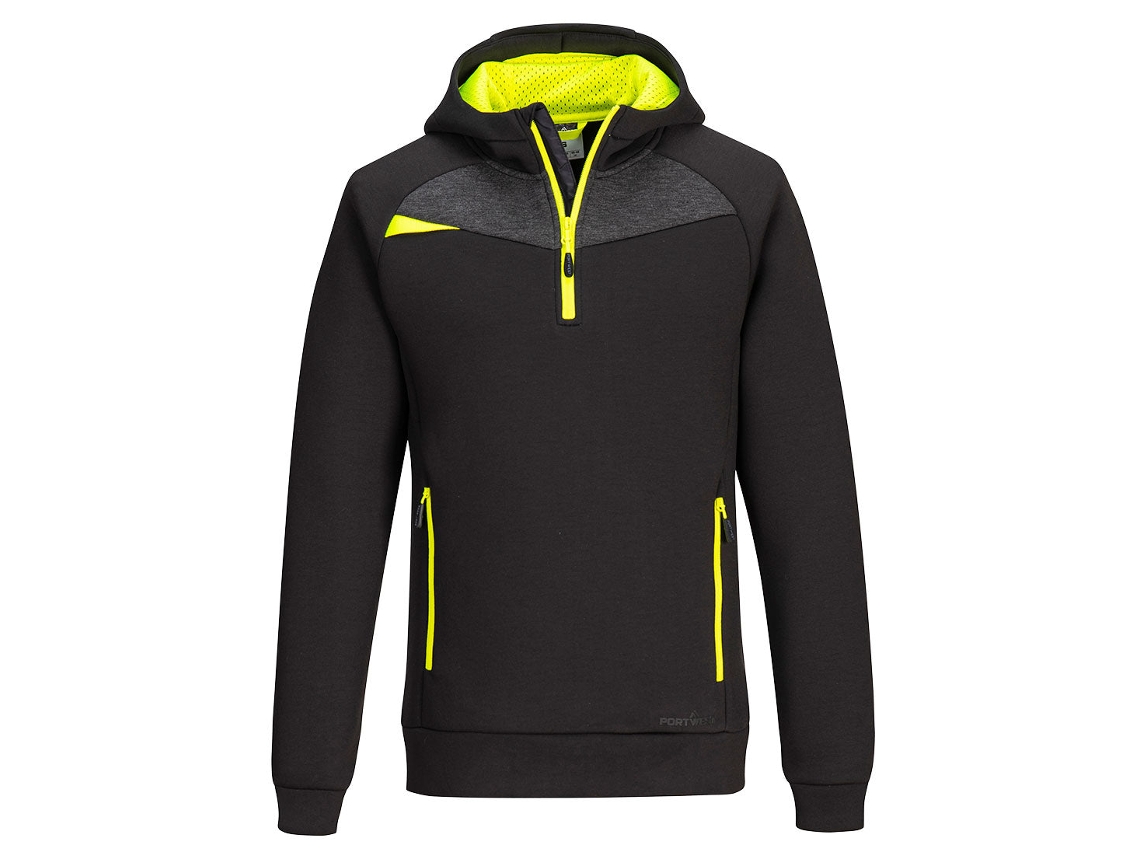 Sudadera con capucha y cremallera de un cuarto Dx4: Comodidad y estilo para profesionales / Negra / L Portwest