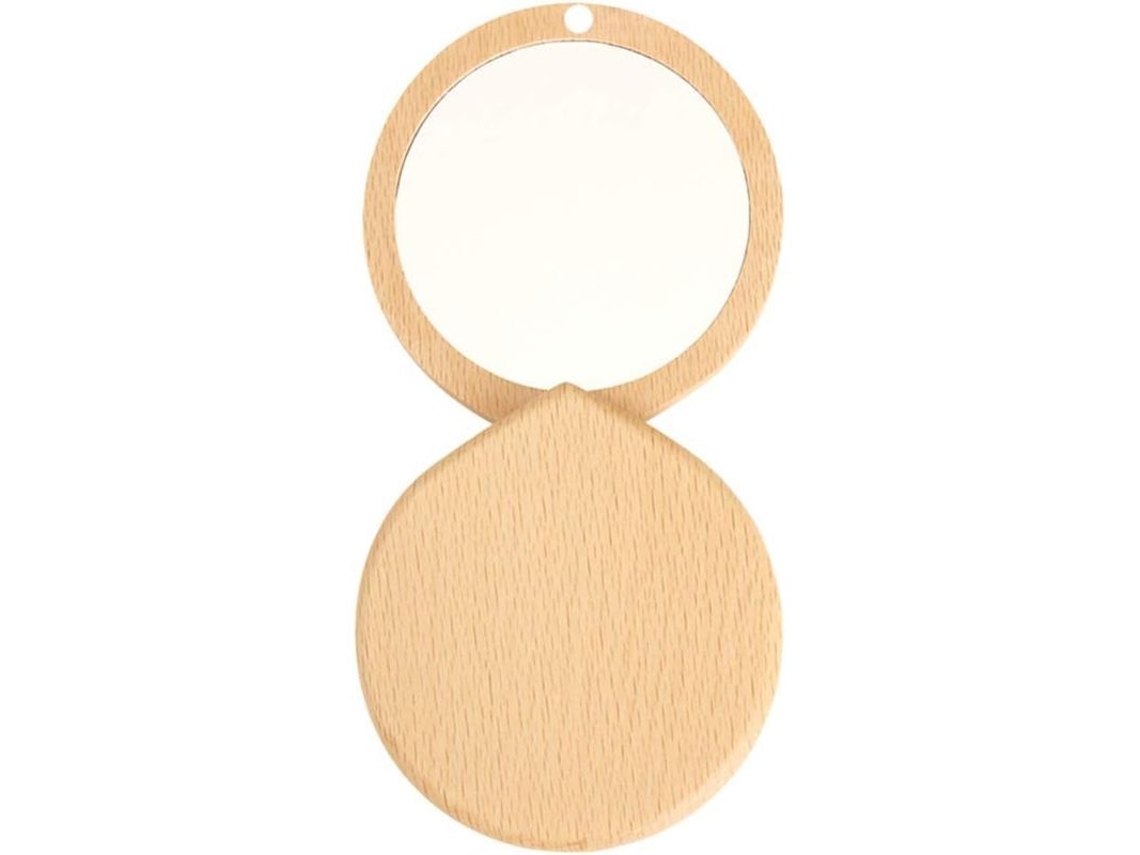 Espejo De Maquillaje De Madera Compacto, Portátil Y Plegable, Lo Suficientemente Pequeño Para Llevarlo De Viaje O En El Bolso.