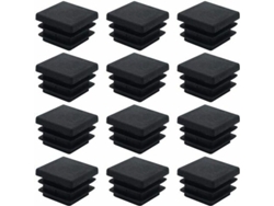 40 tapas cuadradas de plástico de 20 mm x 20 mm para patas de muebles, estantes, sillas, tapas negras para extremos de tuberías.