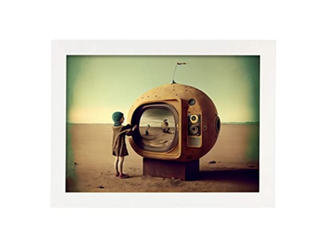 NACNIC Poster Plano Y Amarillo En Estilo Surrealismo Cinematográfico Ilustraciones Y Grabados De Historieta Abstracta Y Artística A3 Marcos Blancos