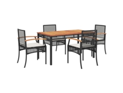 Maison Exclusive - Set De Muebles Jardín 5 Pzas Con Cojines Ratán Sintético Negro