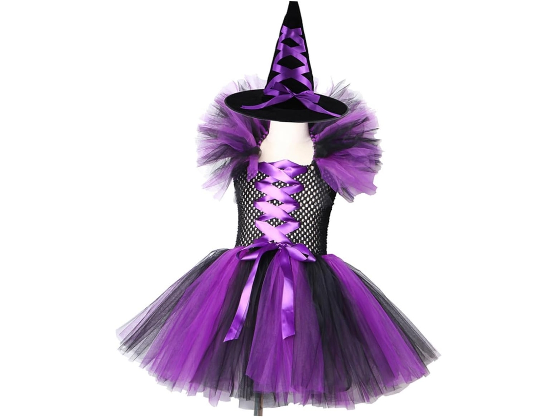Vestido Tutú De Bruja Sin Mangas De 2 Piezas Para Disfraz De Fiesta De Cosplay Para Niñas