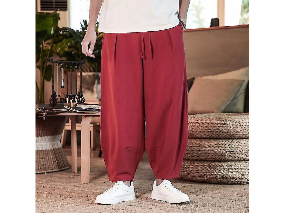 2026-pantalones Holgados De Algodón Y Lino Para Hombres Japoneses Talla M L Xl 2xl 3xl 4xl 5xl