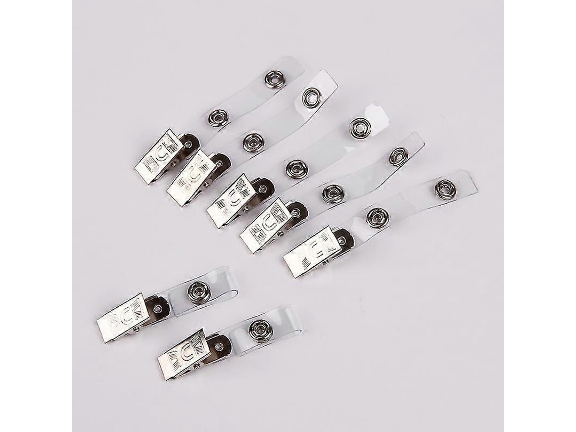 100 Clips De Metal Con Correas De Pvc Transparente Para Tarjetas De Identidad Y Portatargetas