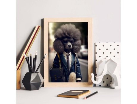 NACNIC Lámina Poodle Cooperativo En Estilo Fotografía A Todo Color Divertidas Ilustraciones Realistas De Animales Con Ropa Humana