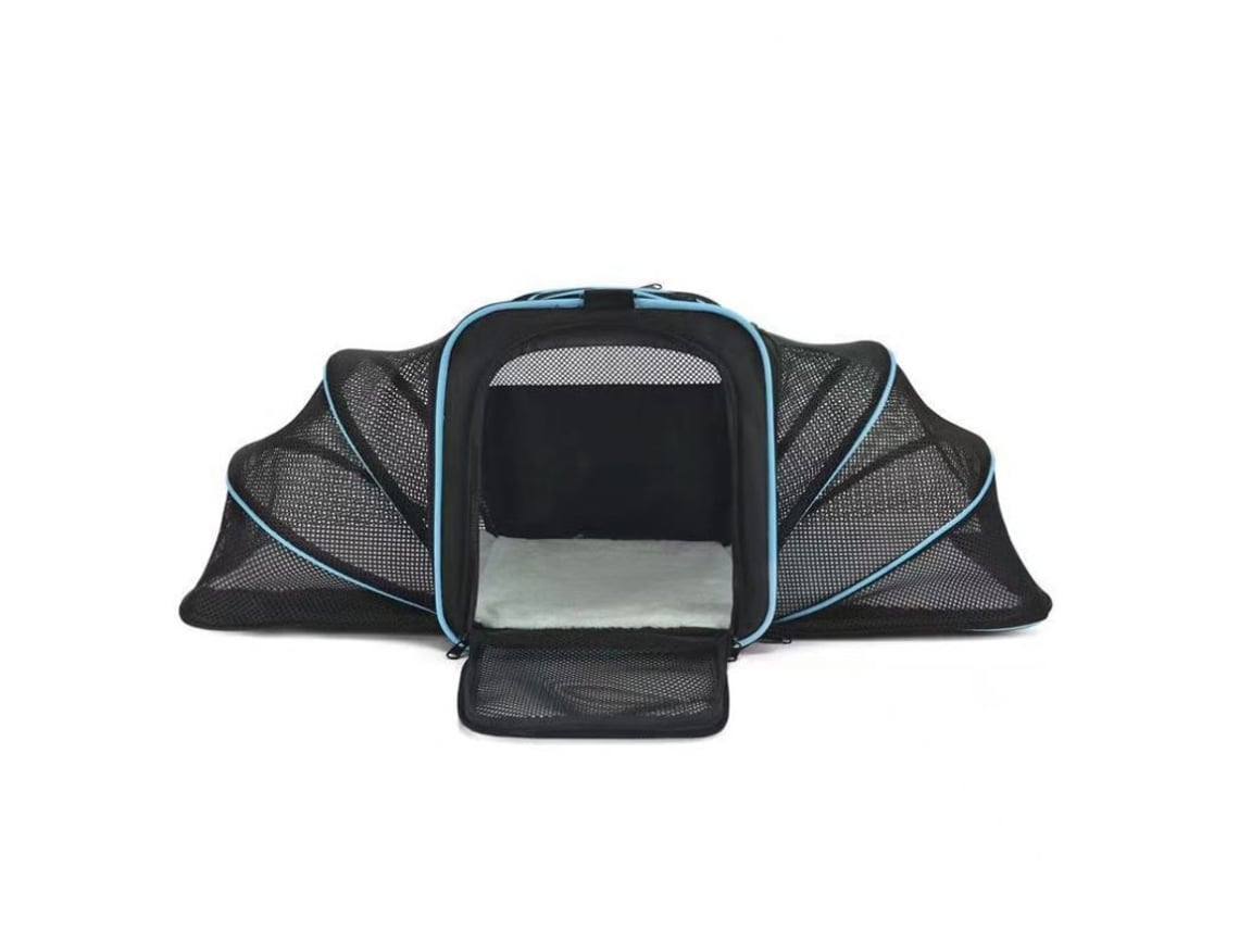 Transportadora Dobrável Para Animais Eifson Aprovada Para Aviões Com 3 Aberturas (preto-azul)