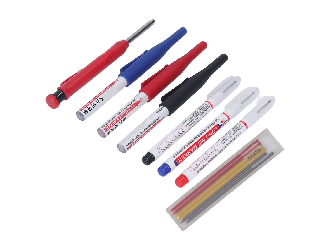 Kit De Lápices Y Marcadores Para Carpintero Con 6 Marcadores De Agujeros Profundos, Lápices De Carpintería Y Recambios.