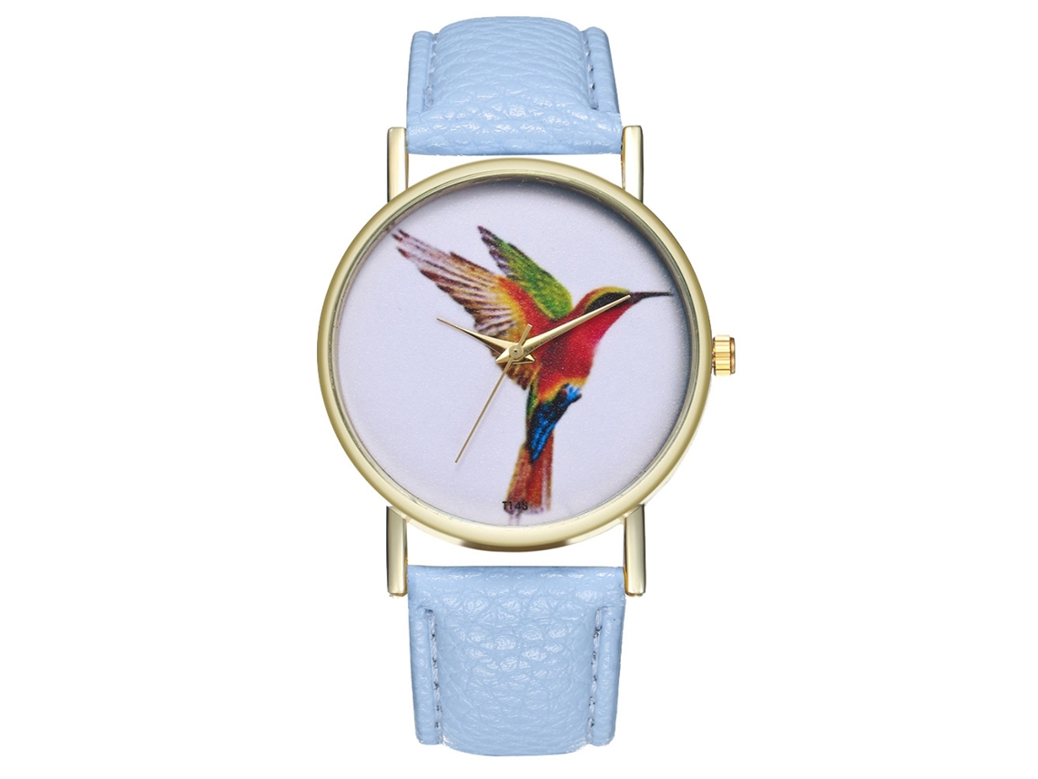 Reloj Deportivo Casual Unisex De Cuarzo Analógico Con Correa De Cuero Azul Claro