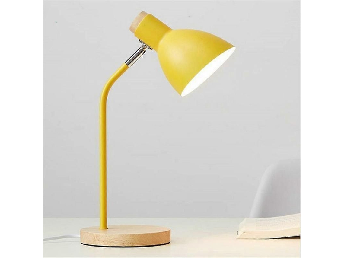 Lámpara De Mesa De Madera Con Pantalla Metálica, Interruptor De Botón E27, Para Lectura Decorativa.