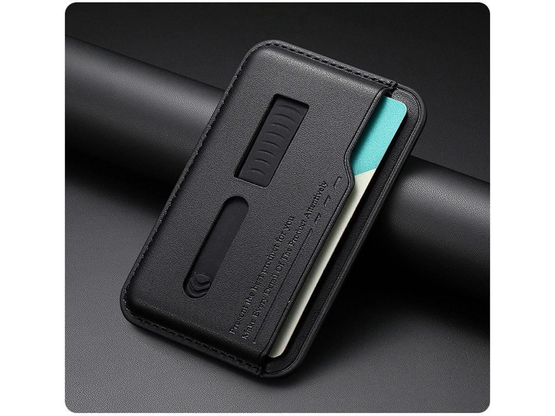 Cartera magnética ultrafina de cuero, compatible con iPhone 17/16/15/14/13/12, negra, Hexinyigjly