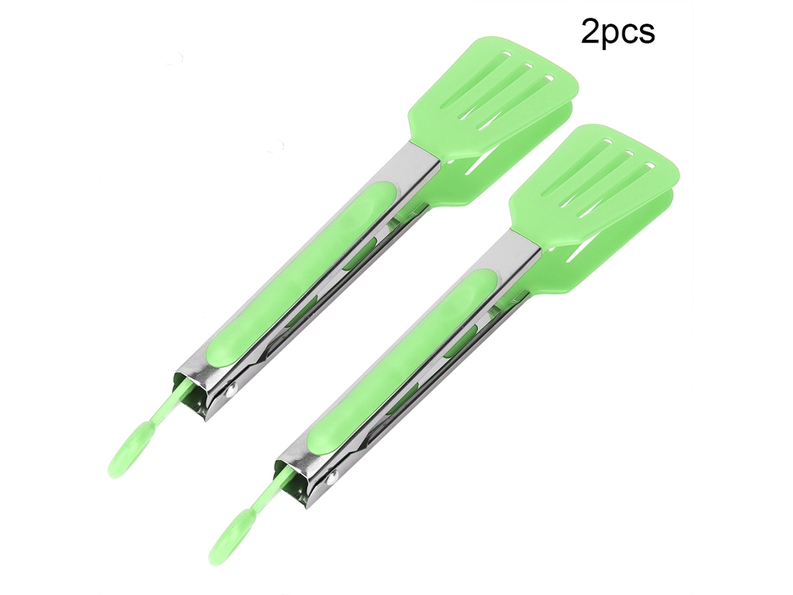 2 pinzas de cocina de acero inoxidable con cabeza cuadrada para barbacoa y cocina (verde)