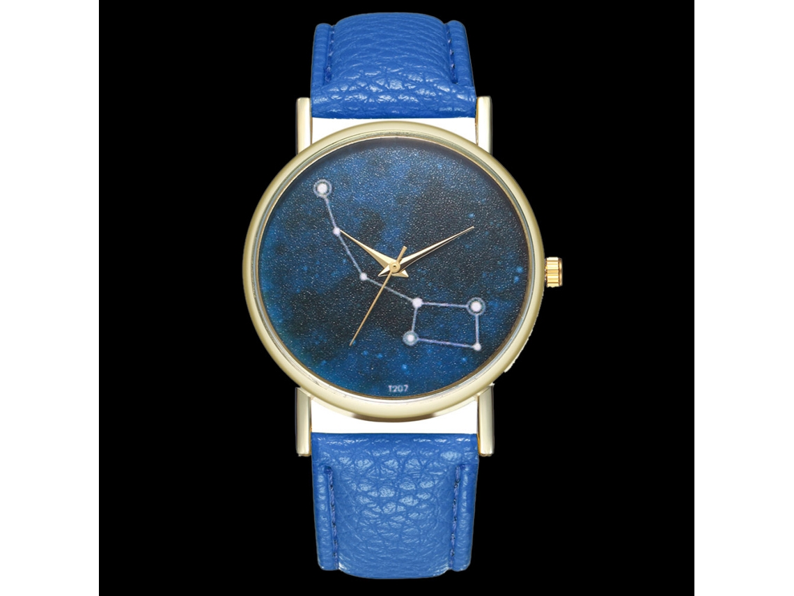 Reloj De Pulsera Analógico De Cuarzo Zhoulianfa Con Correa De Pu Azul Real Para Mujeres Y Hombres.