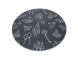 Alfombra Para Niños Toys Circulo Juguetes, Divertido - Gris (circulo 100 cm)