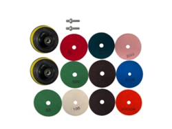 Kit De 14 Discos De Pulido De Diamante (4 Pulgadas) Con Soporte Y Adaptadores Para Granito, Mármol Y Hormigón.