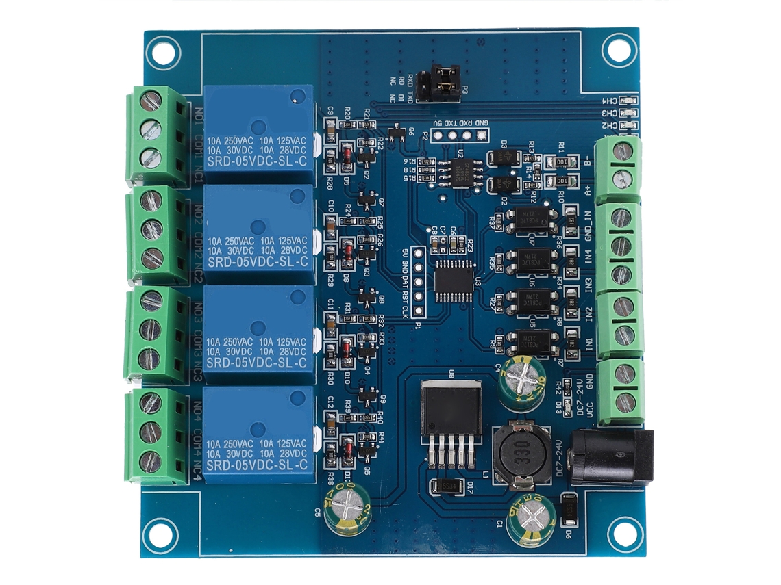 Módulo De Relé De 4 Canales, Control De Circuito De Entrada/salida De 7-24 V Cc, Componente Eléctrico.