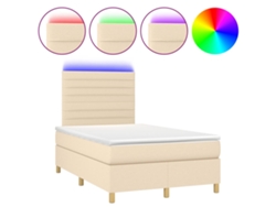 Maison Exclusive - Cama Box Spring Con Colchón Y Led Tela Crema 120x200 Cm