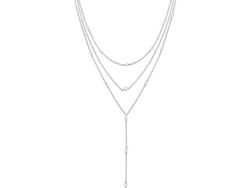 Collar De Plata Ley 925 De Tres Capas Con Extensor Para Mujer Estilo Geométrico Opo Perla Multicapa