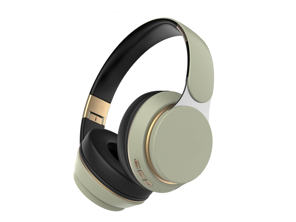 Auriculares Bluetooth (verdes), Graves Profundos, Equipados Con Un Cable De Audio Auxiliar Retráctil De 3,5 Mm.