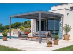Pérgola bioclimática de aluminio 4x3m - lamas orientables - Gris antracita, Adosada en la pared PIANA