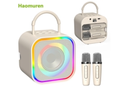 Mini máquina de karaoke con altavoz Bluetooth y dos micrófonos portátiles. Mdug (beige con dos micrófonos).
