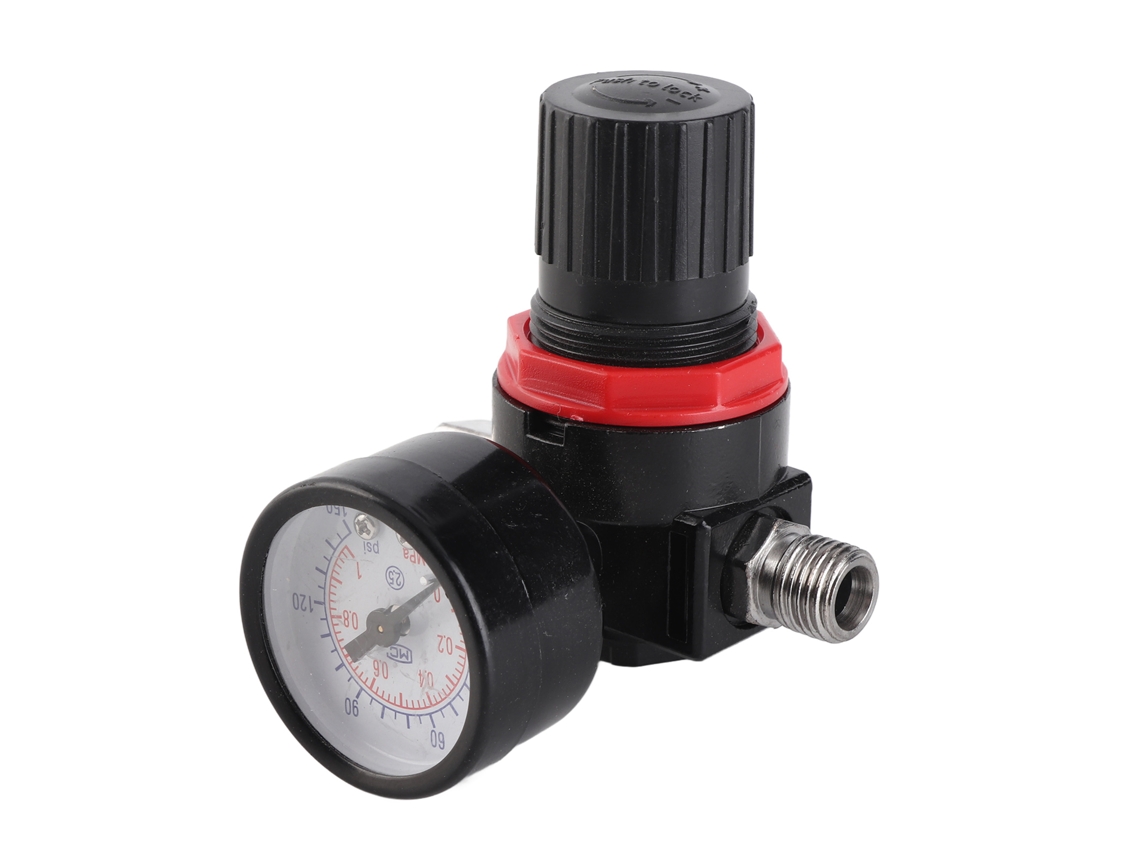 Regulador De Presión Hvlp Con Manómetro, Filtro En Línea, Ajustable De 1/4 De Pulgada, 0-150 Psi.