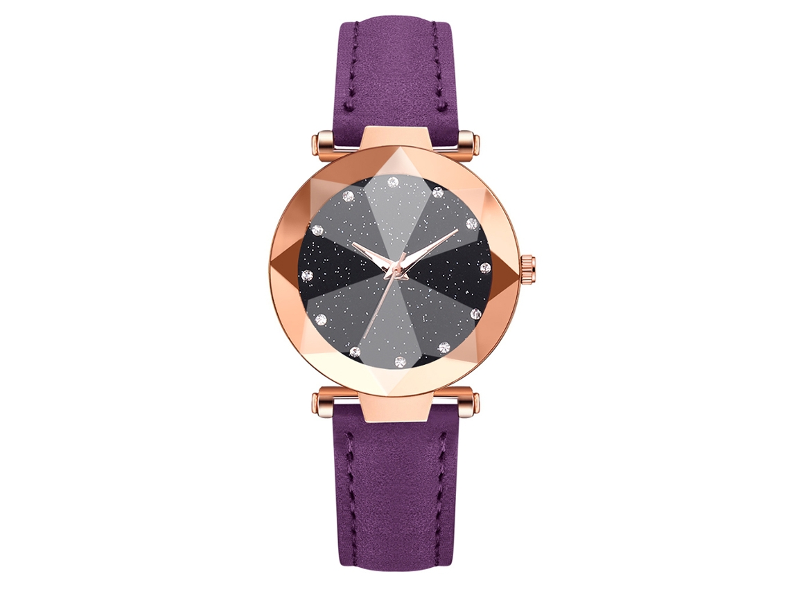 Reloj De Pulsera De Aleación Con Esfera Redonda, Movimiento De Cuarzo Analógico, Estilo Moderno (morado)