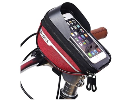 Bolsa para manillar de tubo de cabeza de bicicleta, soporte para pantalla de teléfono móvil, para montaje en 6, 5 pulgadas, color rojo BISBISOUS