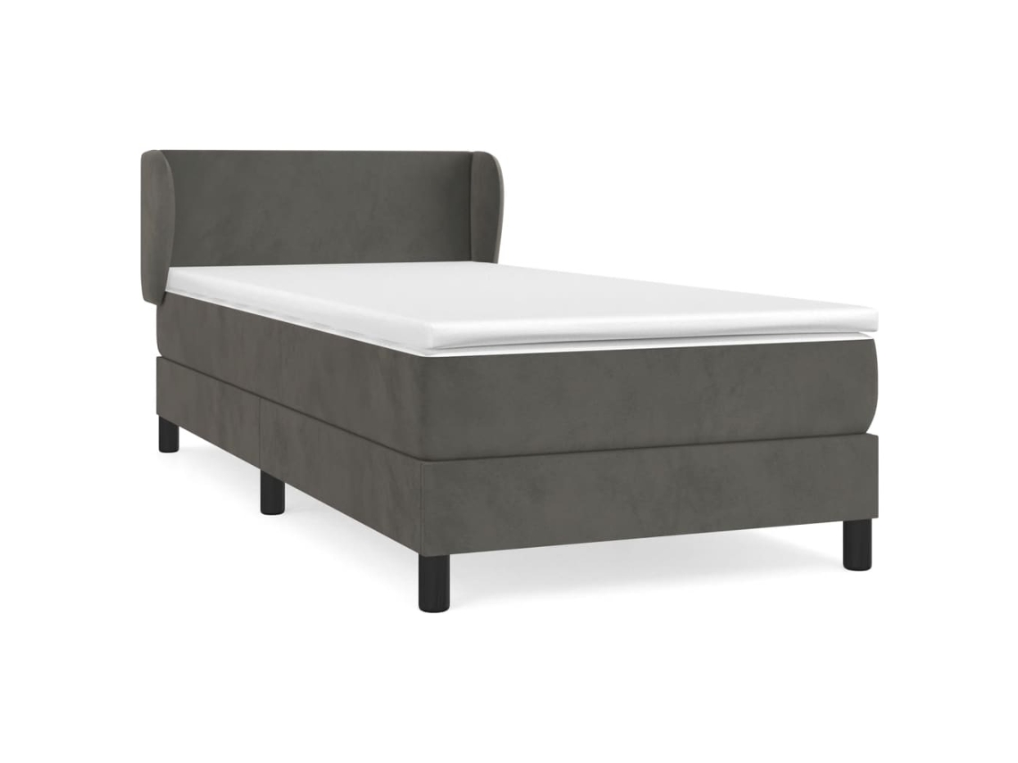 Maison Exclusive - Cama Box Spring Con Colchón Terciopelo Gris Oscuro 90x200 Cm