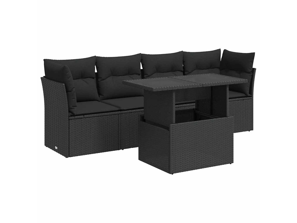 Maison Exclusive - Set De Muebles De Jardín 5 Pzas Y Cojines Ratán Sintético Negro