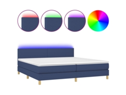 Maison Exclusive - Cama Box Spring Con Colchón Y Led Tela Azul 200x200 Cm