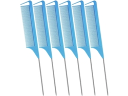 Juego de 6 peines largos de acero inoxidable para cortar y peinar el cabello.
