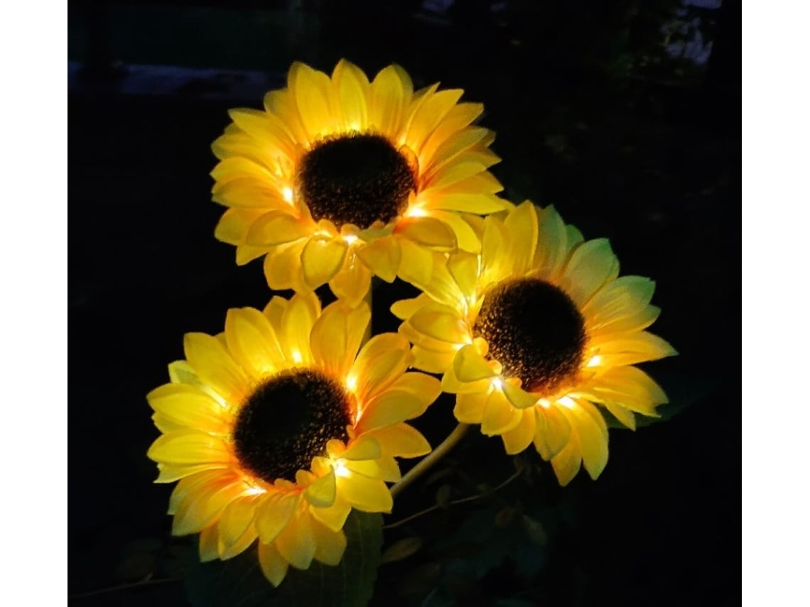 Paquete de 1 luces solares de girasol para exteriores, 3 girasoles impermeables para decoración de jardín.