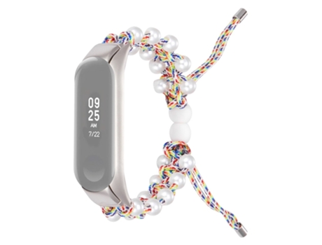 Correa de nailon decoración de cuentas diseño de cordón ajustable para Xiaomi Mi Band 5/6 - amarillo colorido