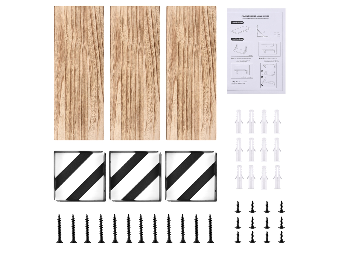 Juego De 3 Estantes Flotantes De Madera Para Pared, Ideales Para Inquilinos, Para Sala De Estar, Dormitorio Y Cocina.
