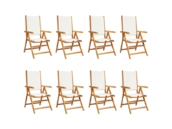 Maison Exclusive - Sillas Jardín Reclinables 8 Uds Tela Madera Maciza Blanco Crema