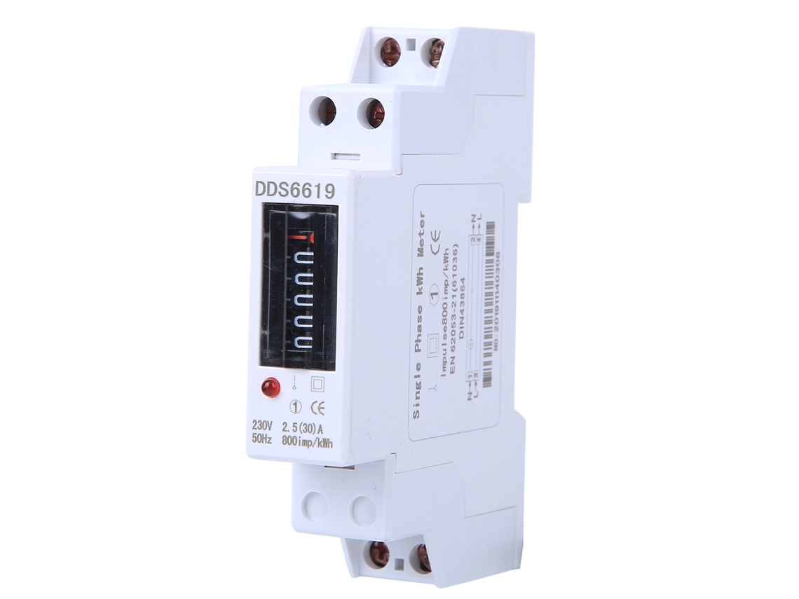 Contador De Energía Monofásico 1p Rail Din 230v Para Electrodomésticos Dds6619-001 2.530a