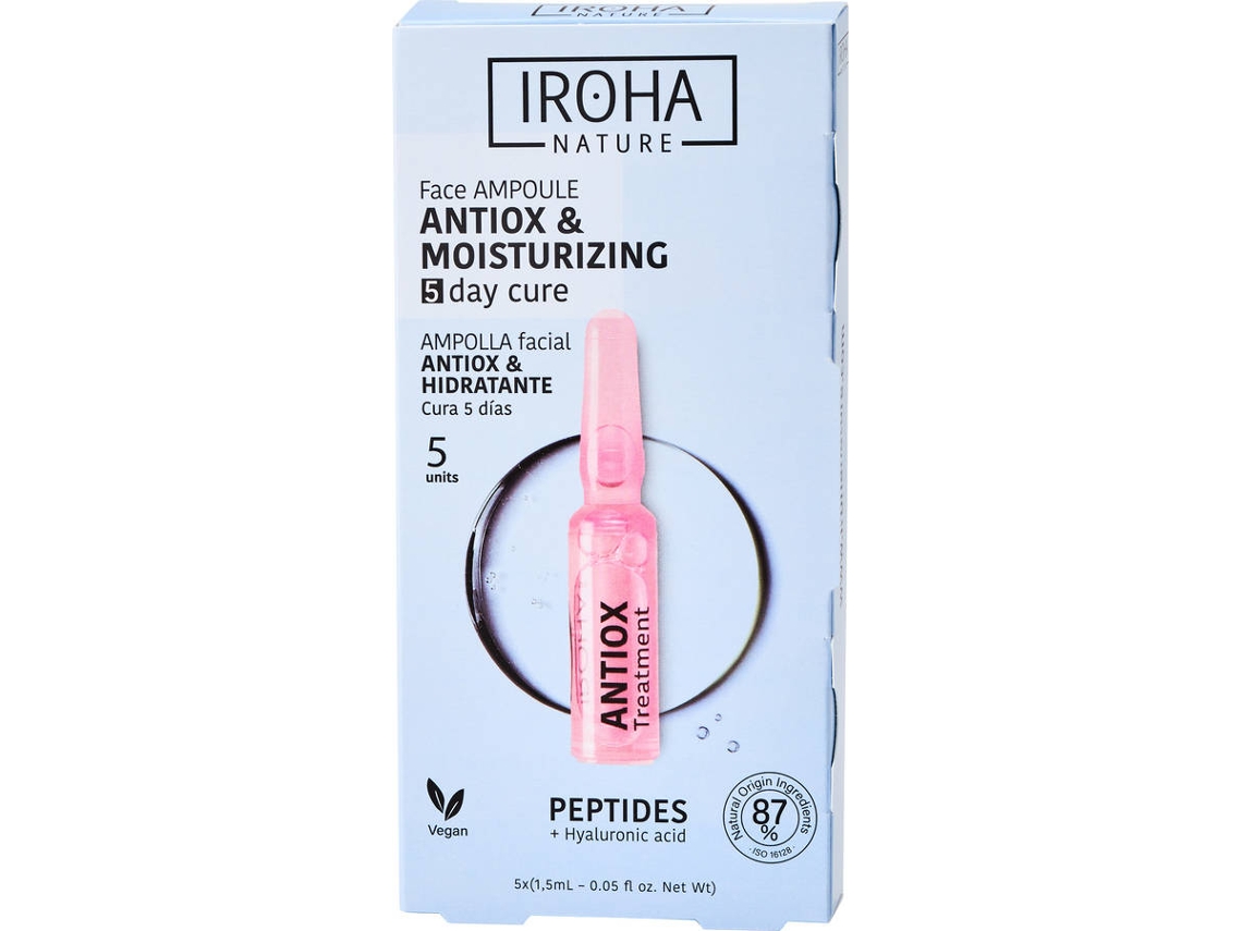Ampollas Faciales IROHA NATURE Peptídeos Ativos Antiox Tratamiento (5 X 1,5 ml)