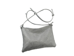 Bolso De Hombro Ajustable De Gran Capacidad Con Pedrería Para Mujer, Ideal Para Uso Diario - Plateado