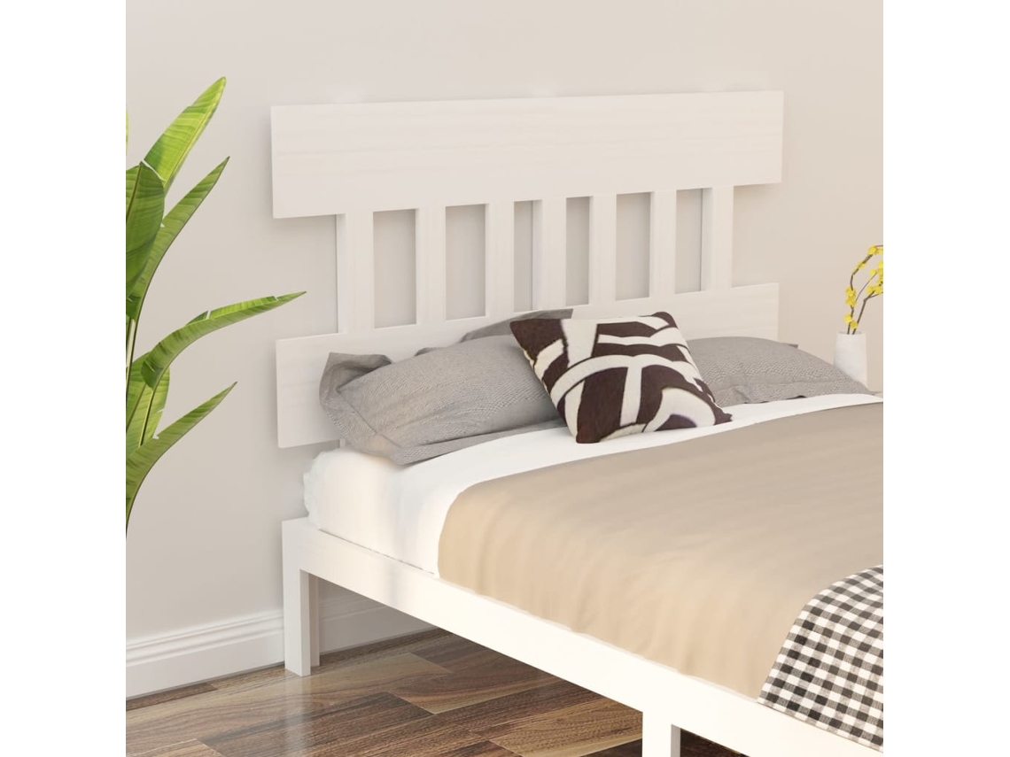 Cabecero De Cama Madera Maciza De Pino Blanco 143,5x3x81 Cm