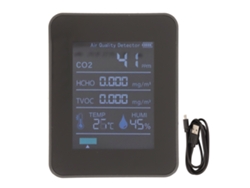 Monitor Portátil 5 En 1 De Calidad Del Aire, Detector De Contaminación Interior, Co2, Hcho, Tvoc, Temperatura, Humedad Con Alarma