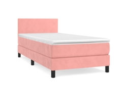 Maison Exclusive - Cama Box Spring Con Colchón Terciopelo Rosa 80x200 Cm