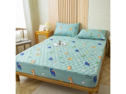 Protector De Colchón Impermeable Czhhmart (sábana Bajera Ajustable) 200 Cm X 220 Cm (con Un Par De Fundas De Almohada) Dinosaurio