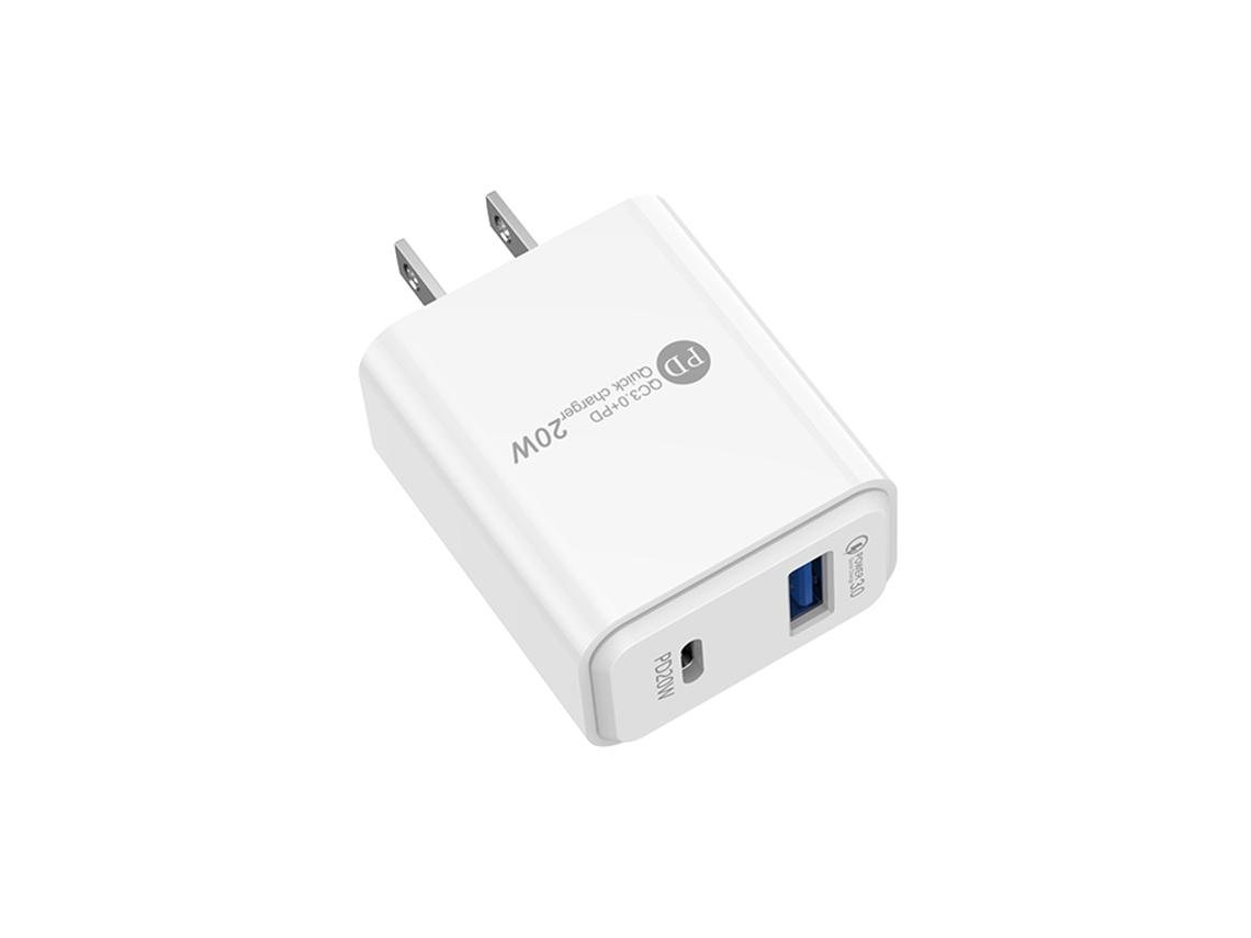Cargador Rápido De Doble Cabezal De 20 W Con Usb-c Y Usb-a Para Smartphones Ios