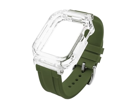 Correa para Smartwatch de silicona con caja de policarbonato transparente para Apple Watch Series 9, 8 y 7 41 mm / SE 3 y SE 2 y 6 y SE 5 y 4 40