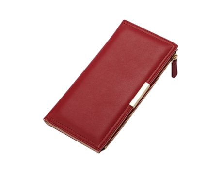 Cartera Larga Con Varias Ranuras Para Tarjetas, Cartera Con Cremallera, Roja ZMDECQNA