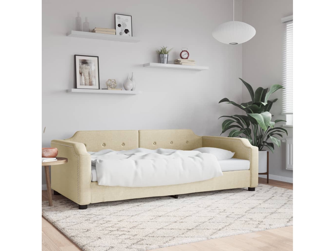 Sofá Cama Sin Colchón Tela Crema 100x200 Cm